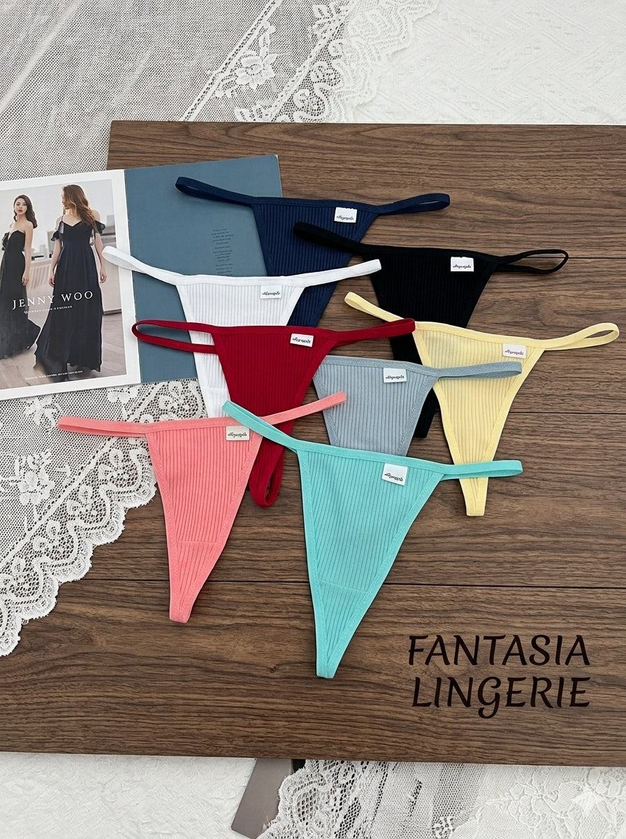 Lot de 6pcs Strings Côtelés Confort & Élégance – Collection Fantasia Lingerie