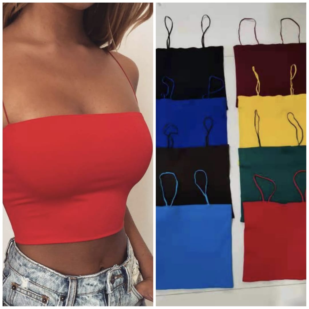 Crop Top Bandeau Élégance – Bretelles Fines 6pcs
