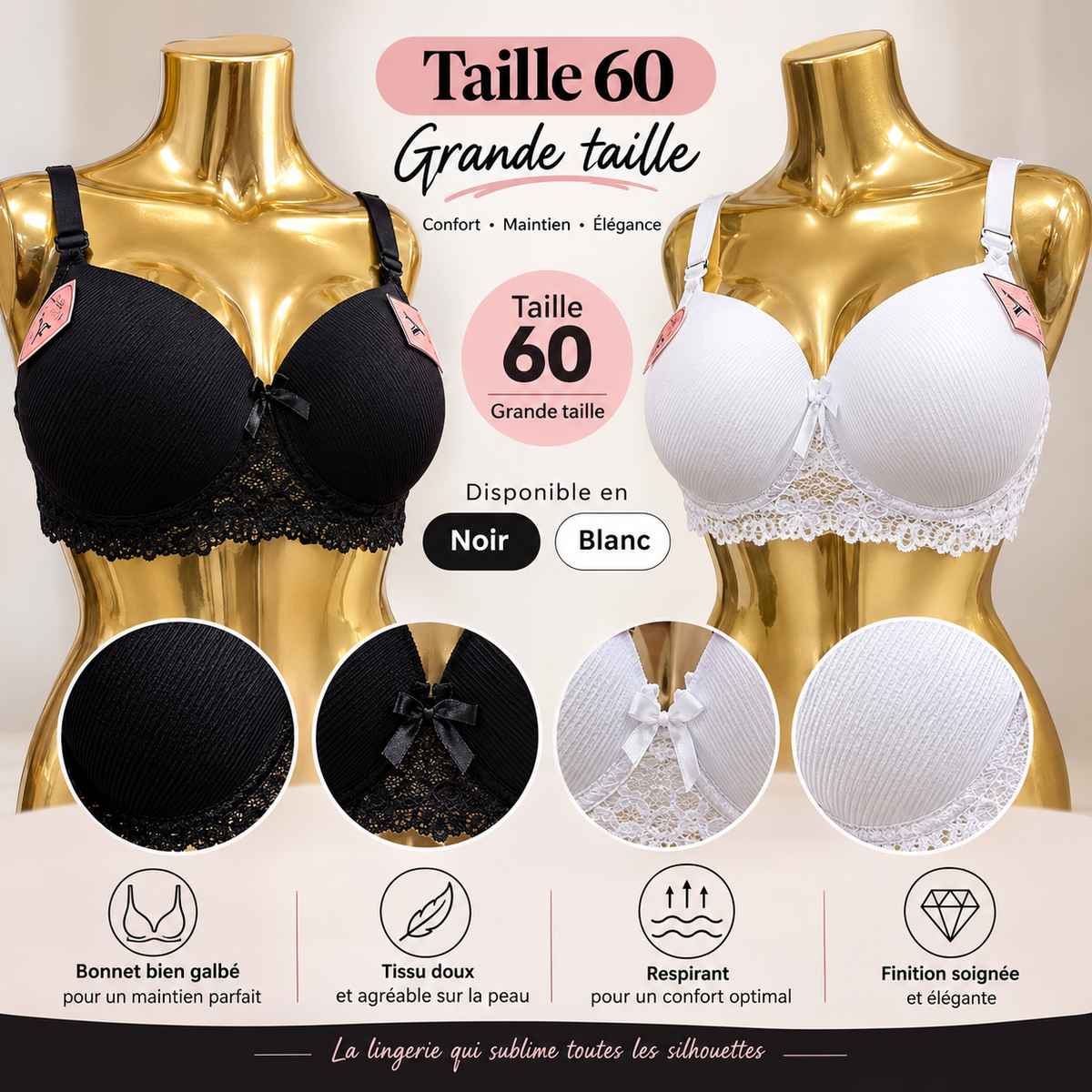 Soutien-gorge grande taille noir