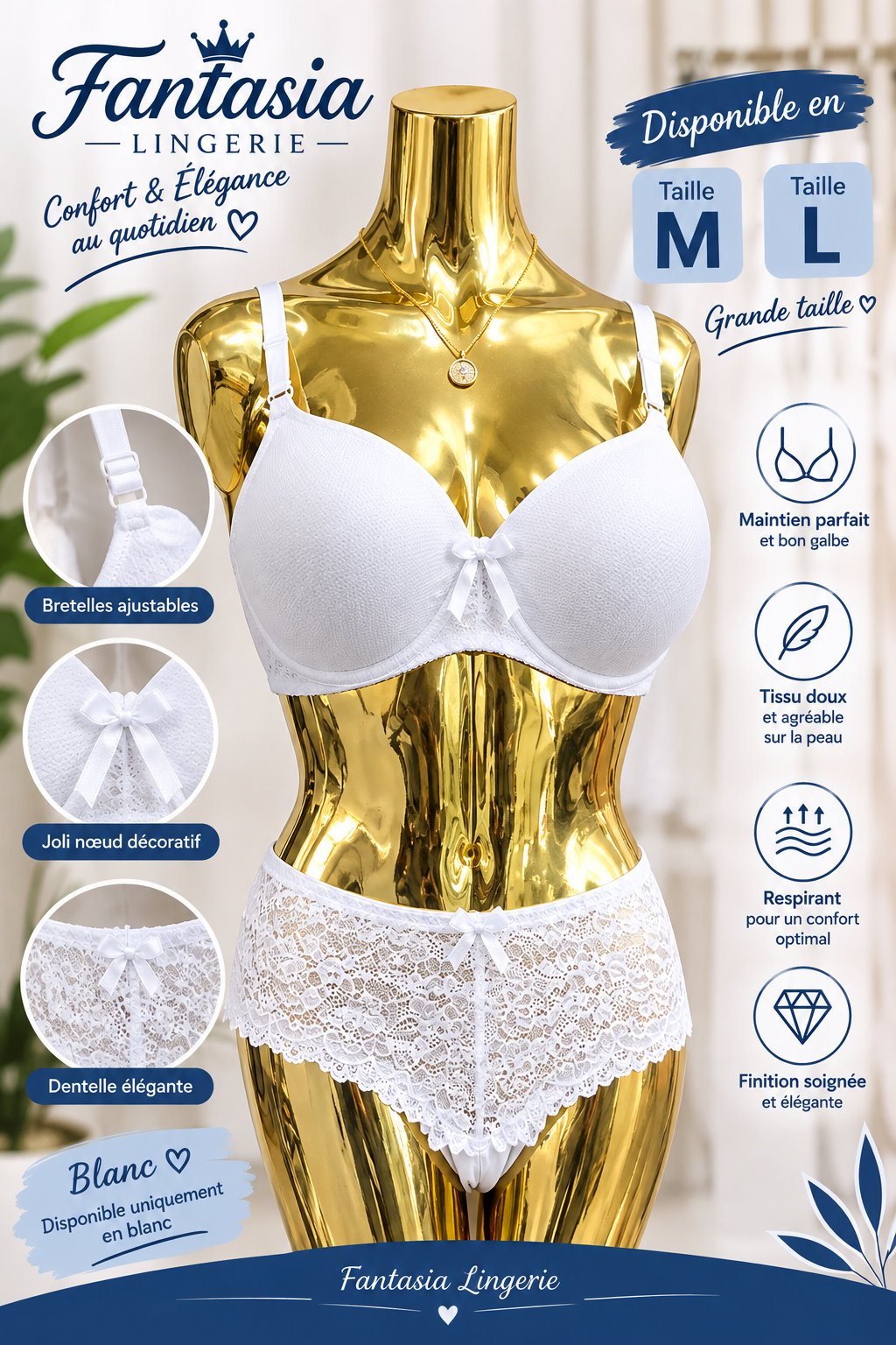 Ensemble slip et soutien-gorge blanc